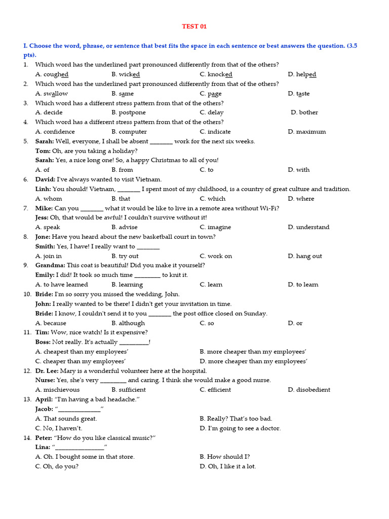 English Language Test Questions | PDF | Cost Of Living | Thanksgiving