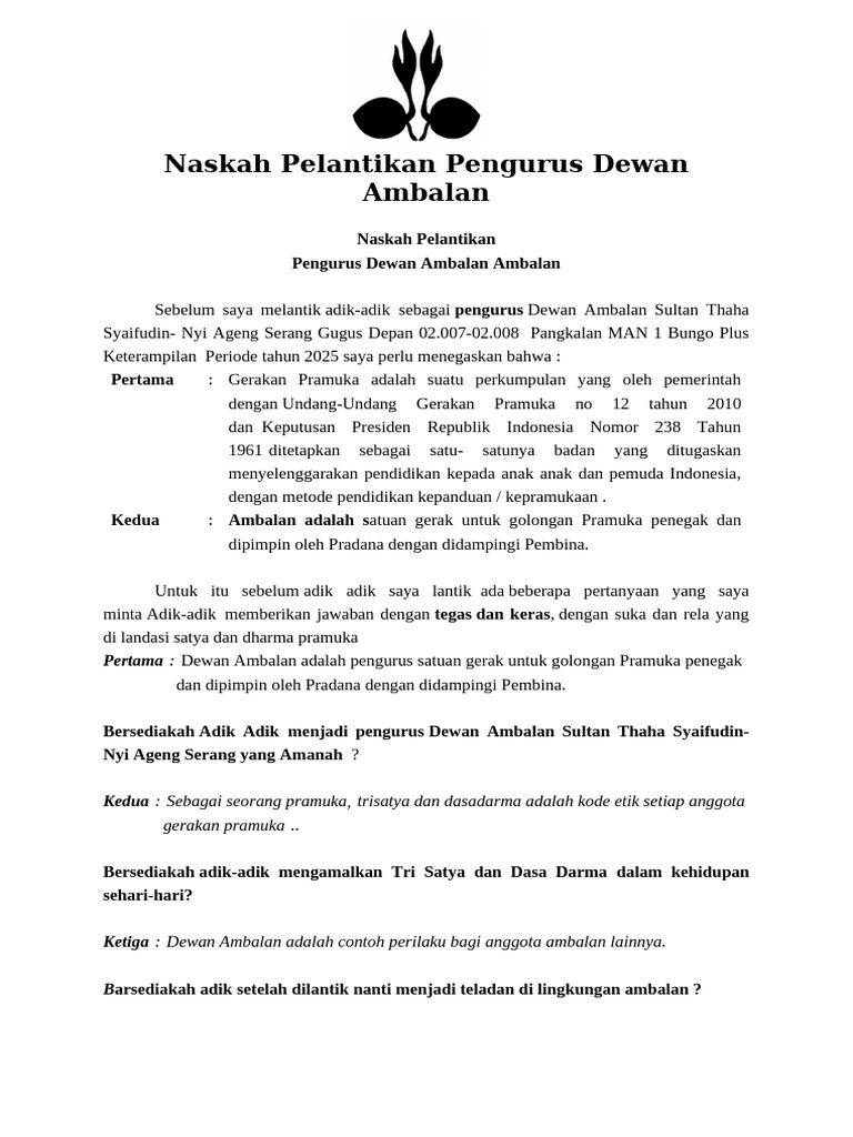 Naskah Pelantikan Pengurus Dewan Ambalan | PDF