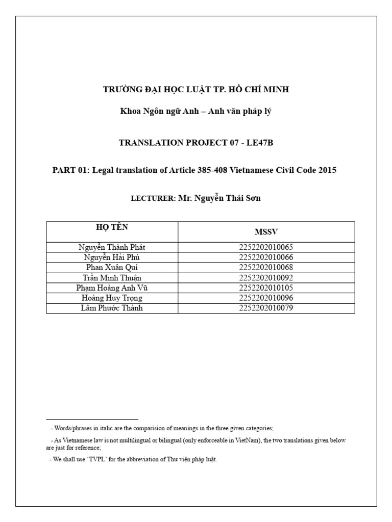 Legal Translation of Vietnamese Civil Code | PDF | Offer And Acceptance
