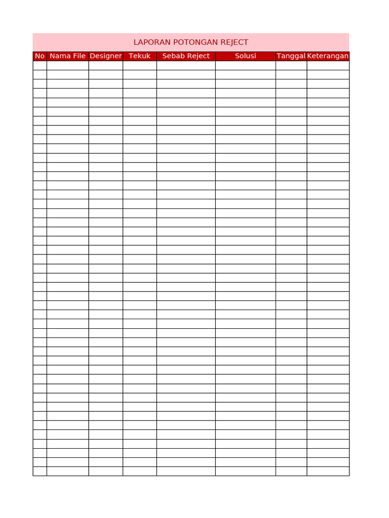 Form Barang Reject | PDF