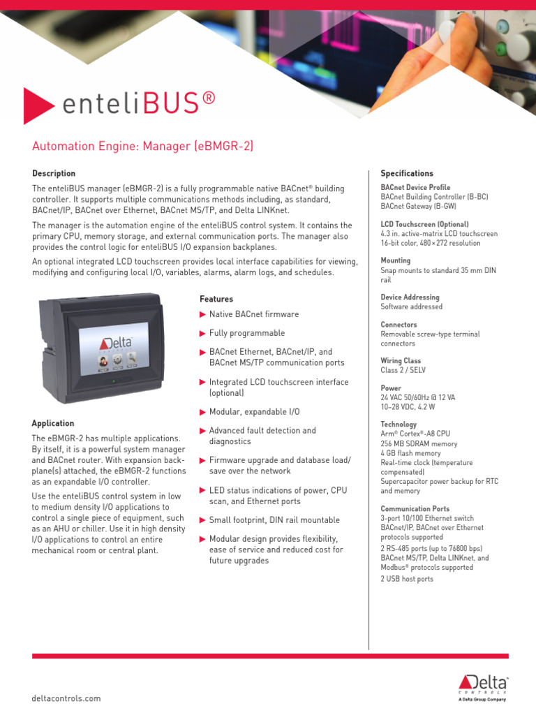 enteliBUS Manager eBMGR-2 Overview | PDF | Touchscreen | Ethernet