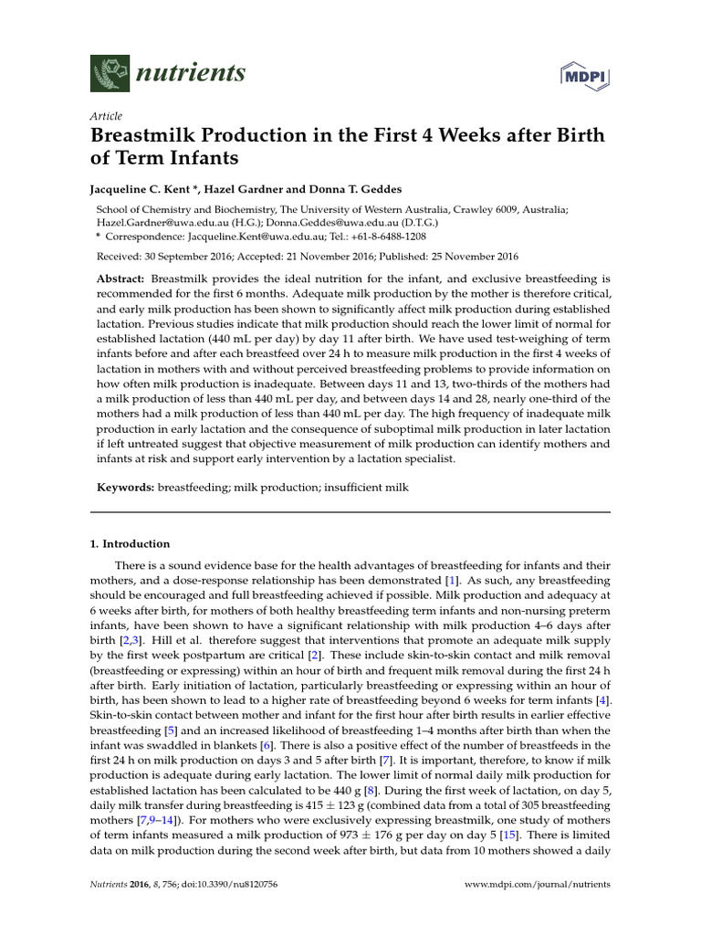 Early Breastmilk Production Insights | PDF | Breastfeeding | Breast Milk