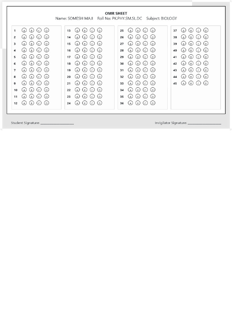 OMR Sheet | PDF