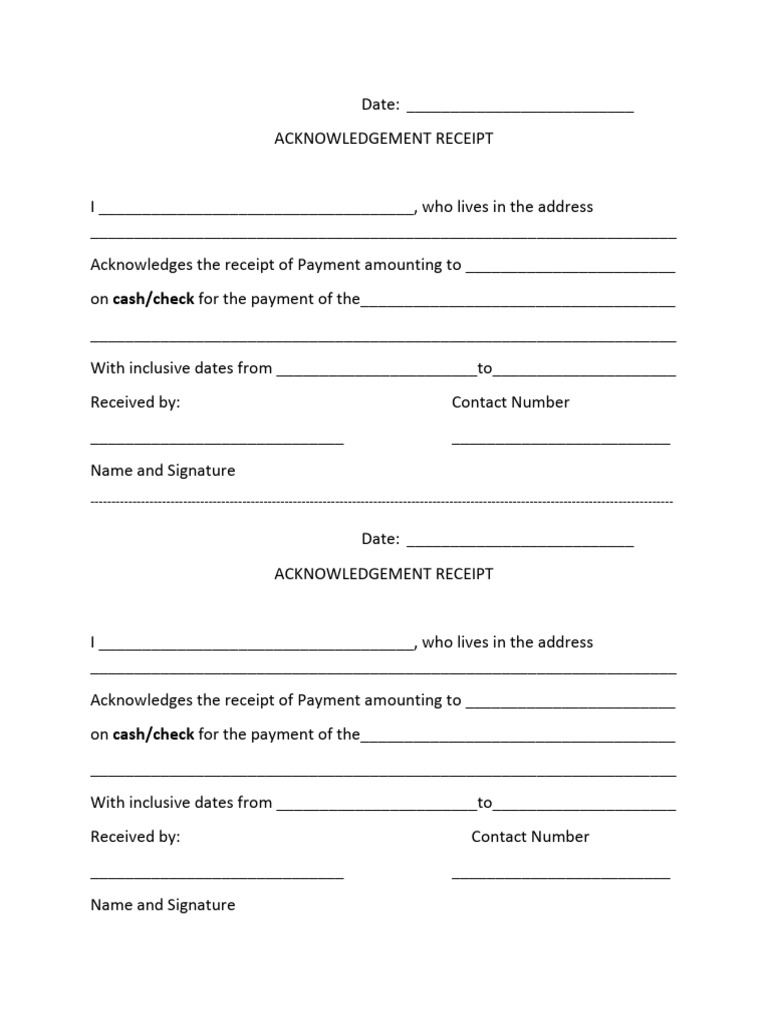 Editable Acknowledgement Receipt Template | PDF