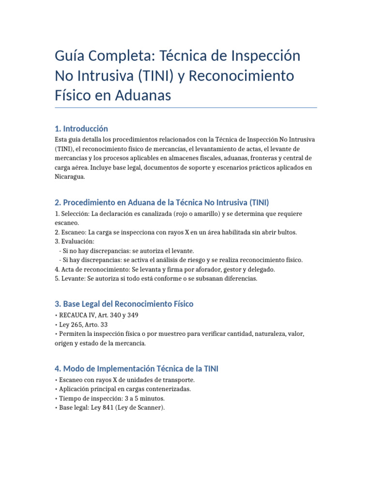 Guía TINI y Reconocimiento Aduanero | PDF | aduana
