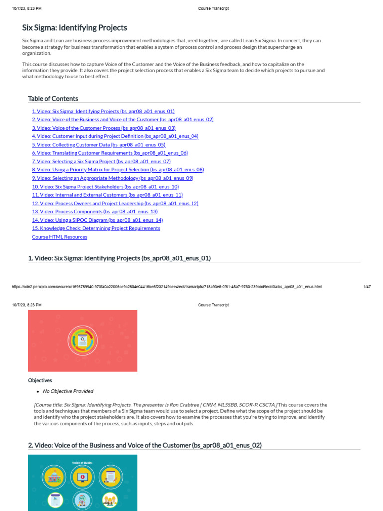 Steps for Selecting Six Sigma Projects | PDF | Six Sigma | Design For ...