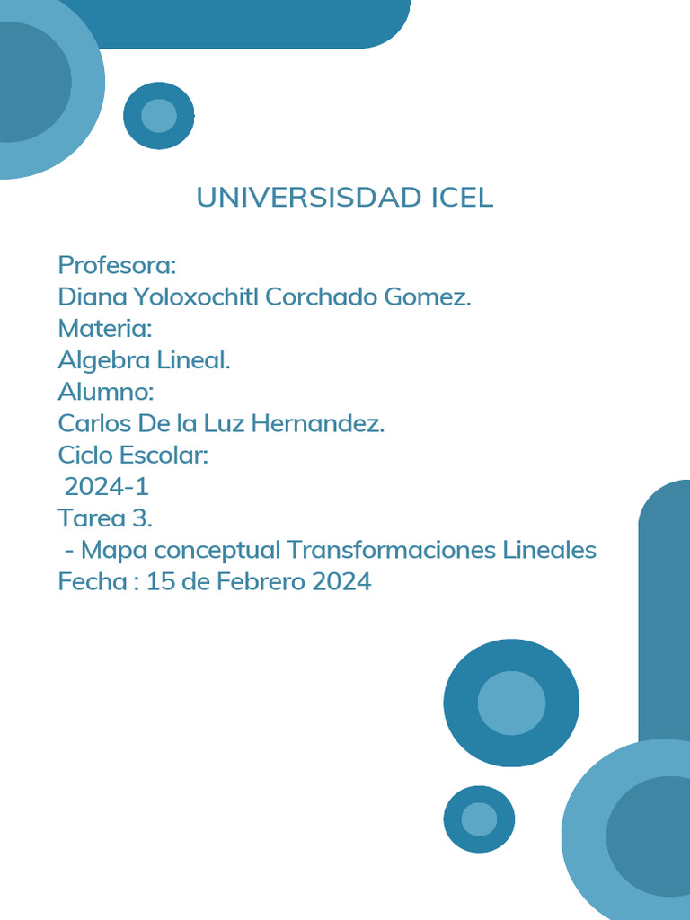 Transformaciones Lineales en Álgebra | PDF | Linealidad | Mapa lineal
