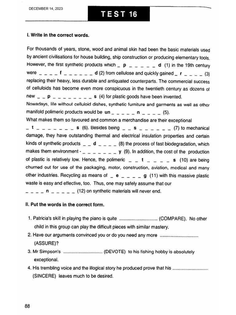 Test 16-20 Ad - Dec 15-2023 | PDF