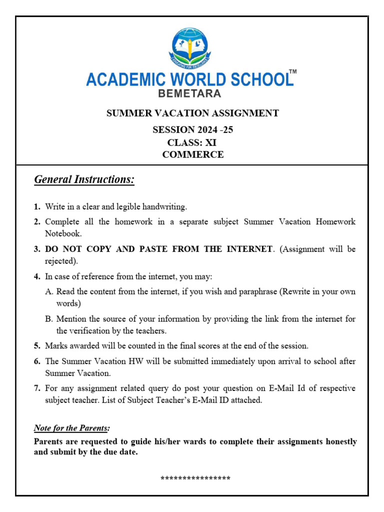 3.xi Commerce All Subject Summer Assignment 2024 | PDF | Linguistics