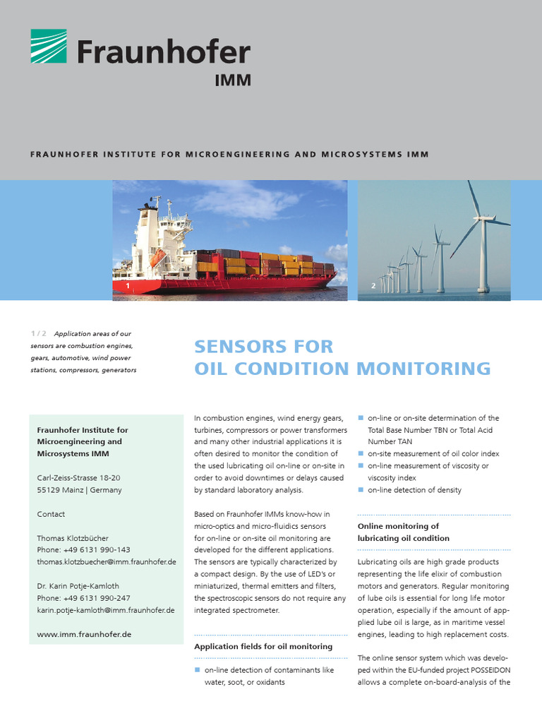 Oil Condition Monitoring Sensors | PDF | Lubricant | Applied And ...