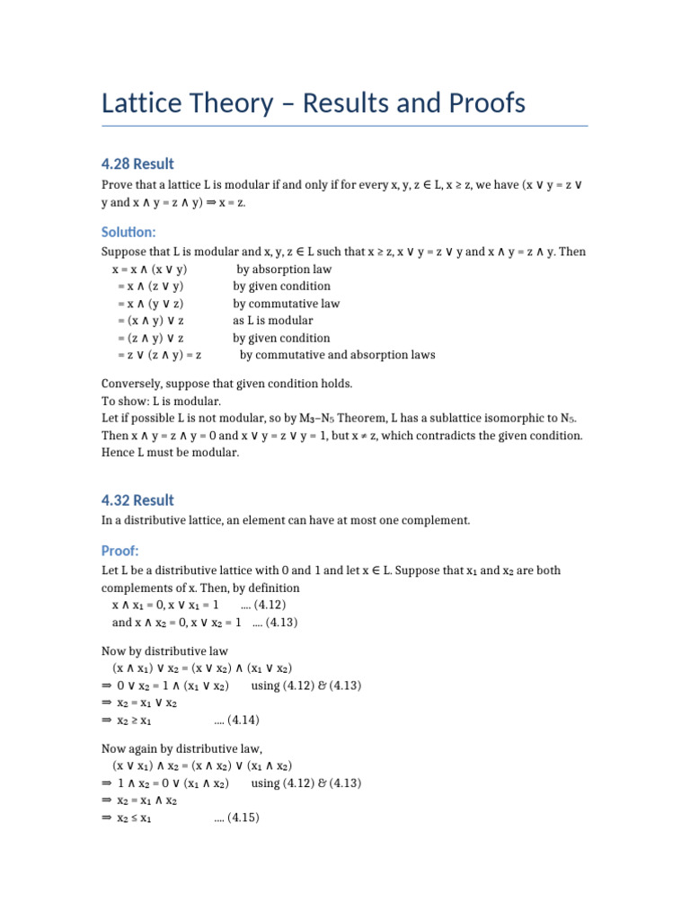 Lattice Results Proofs | PDF