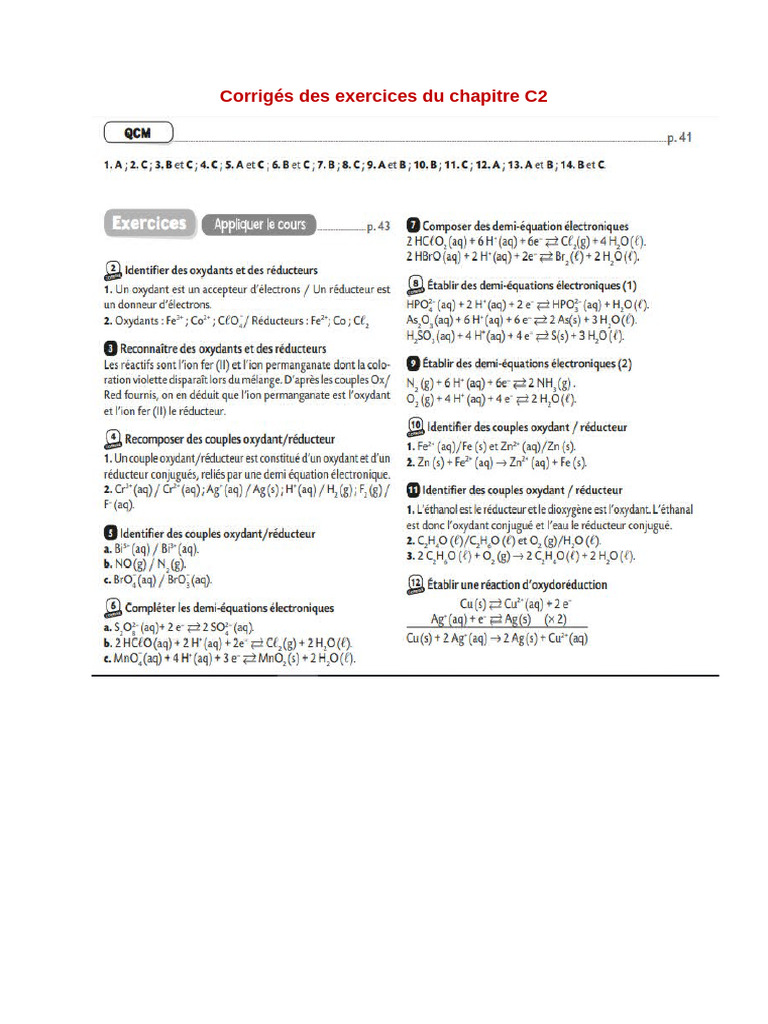 Corriges Des Exercices Du Chapitre c2 | PDF