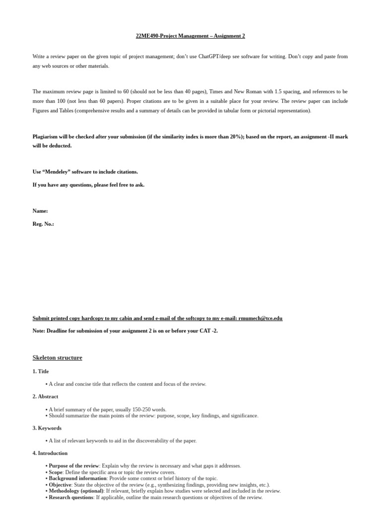22me490 - Project Management Assignbment II | PDF | Project Management ...