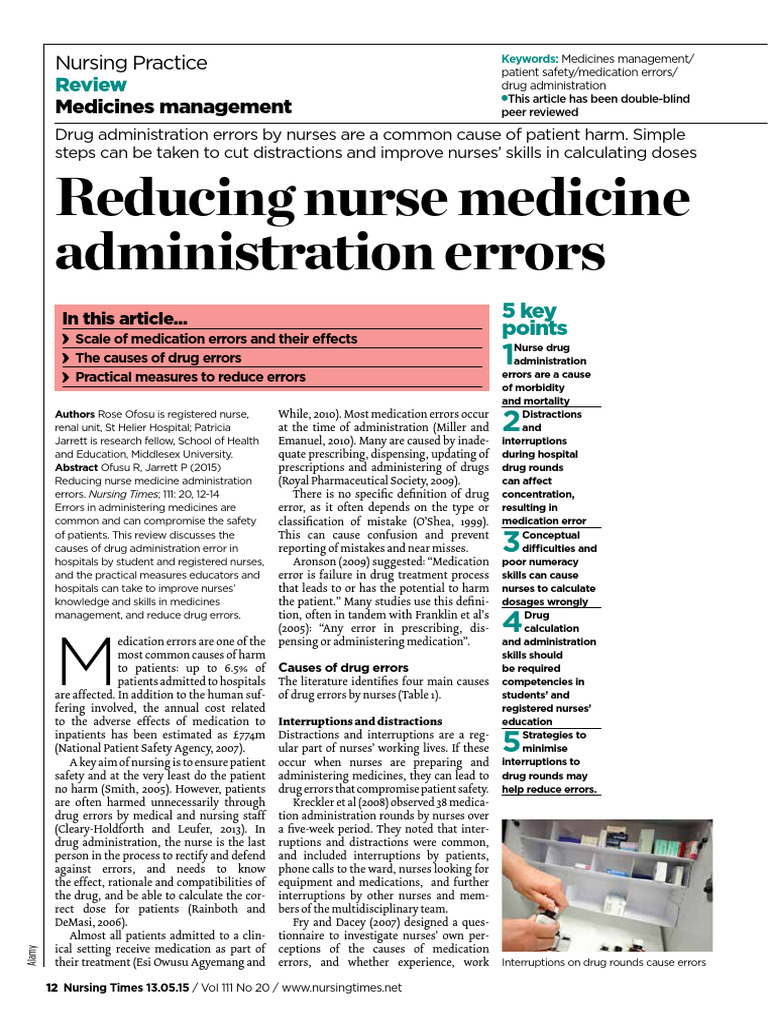 Reducing Nurse Medication Errors | PDF | Nursing | Medical Error