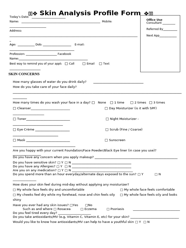 SAM Client-Profile-new5.3 | PDF | Sunscreen | Skin