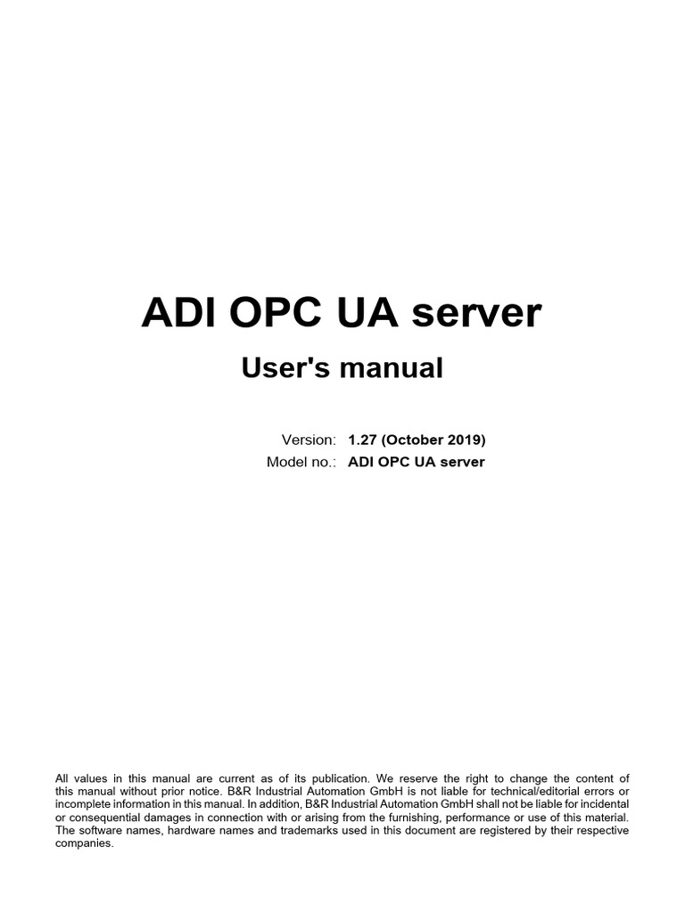 ADI OPC UA Server User S Manual V1.27 | PDF | Computing | Computer ...