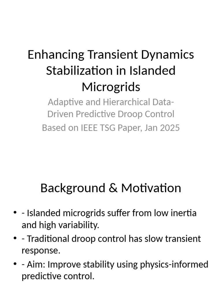 Microgrid Adaptive Droop Control Presentation | PDF