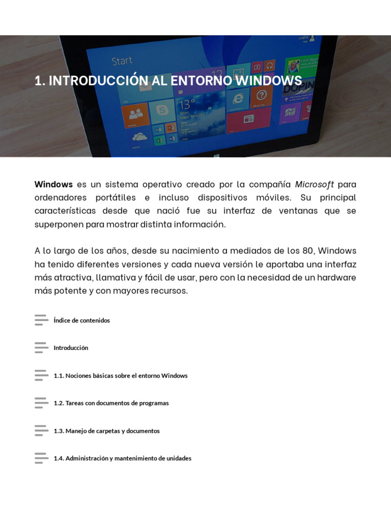 Introducción a Windows 10: Características y Uso | PDF | Microsoft ...