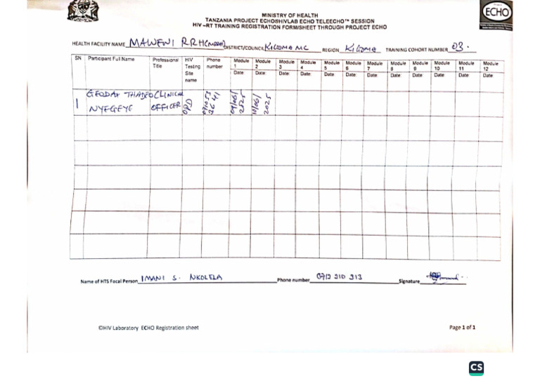 Maweni RRH Attendance - 1 | PDF