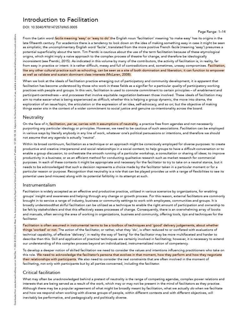 Understanding Facilitation Practices | PDF | Facilitator | Community
