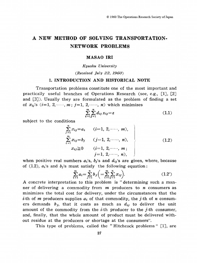 New Method for Transportation Network Problems | PDF | Mathematics ...