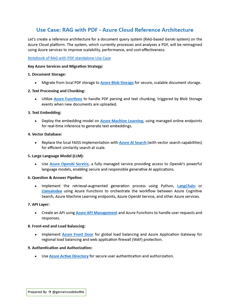 RAG Architecture Using Azure Front Door | PDF | Microsoft Azure | Cache ...