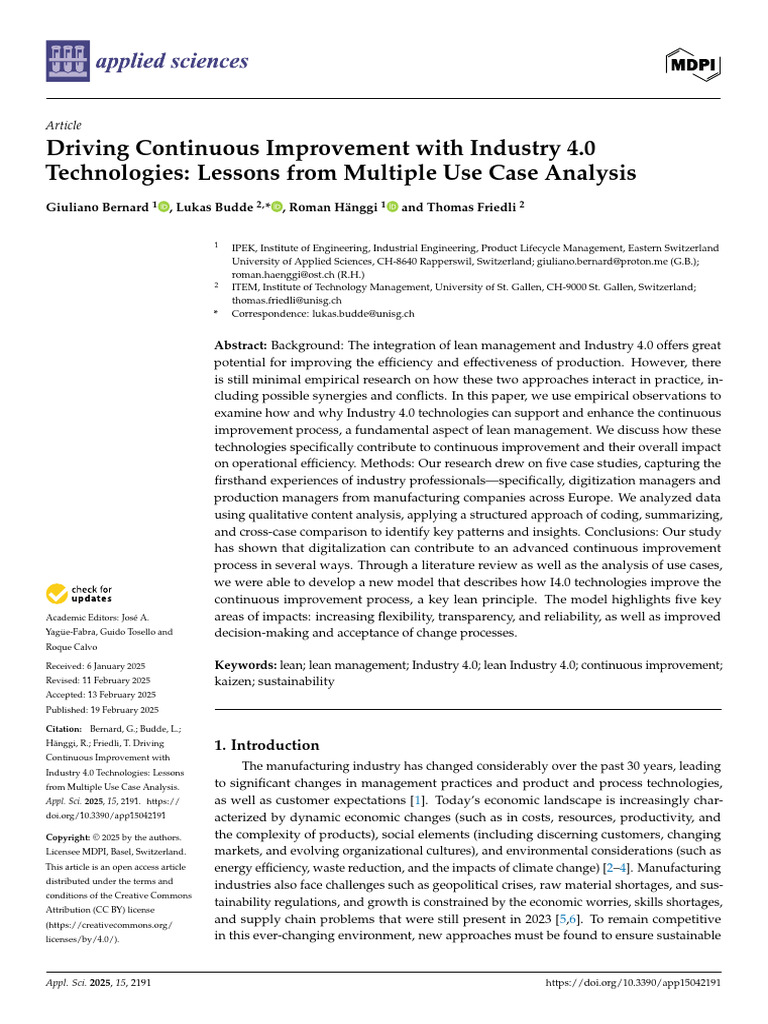 Driving Continuous Improvement With Industry 40 Te | PDF | Lean ...