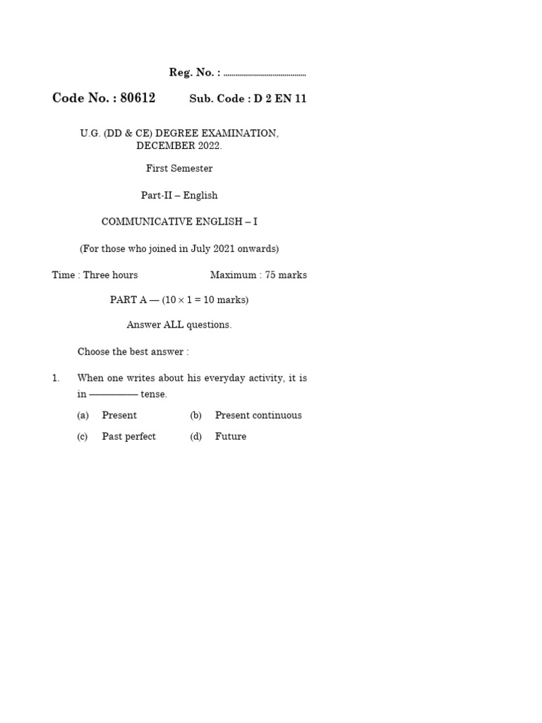 Communicative English Question | PDF | English Language | Pronoun