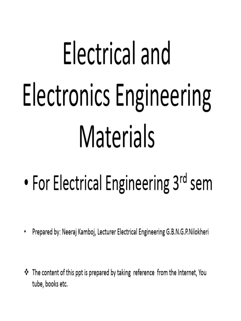 Electrical Engineering Materials Overview | PDF | Semiconductors ...