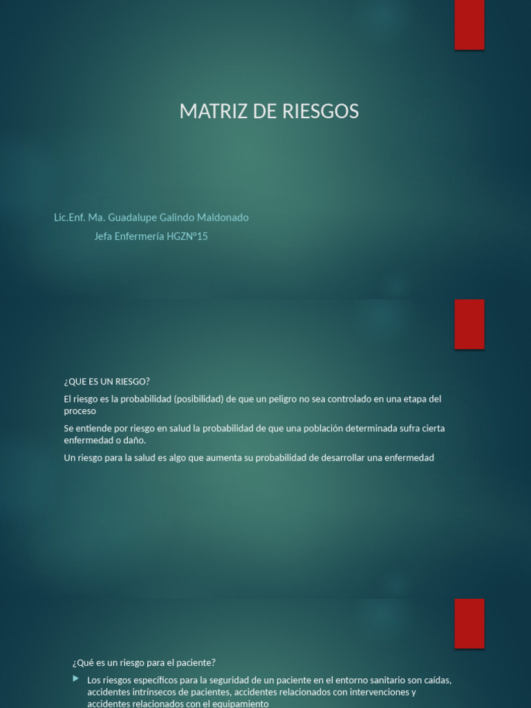 Matriz de Riesgos en Salud y Seguridad | PDF | Riesgo | Infección ...