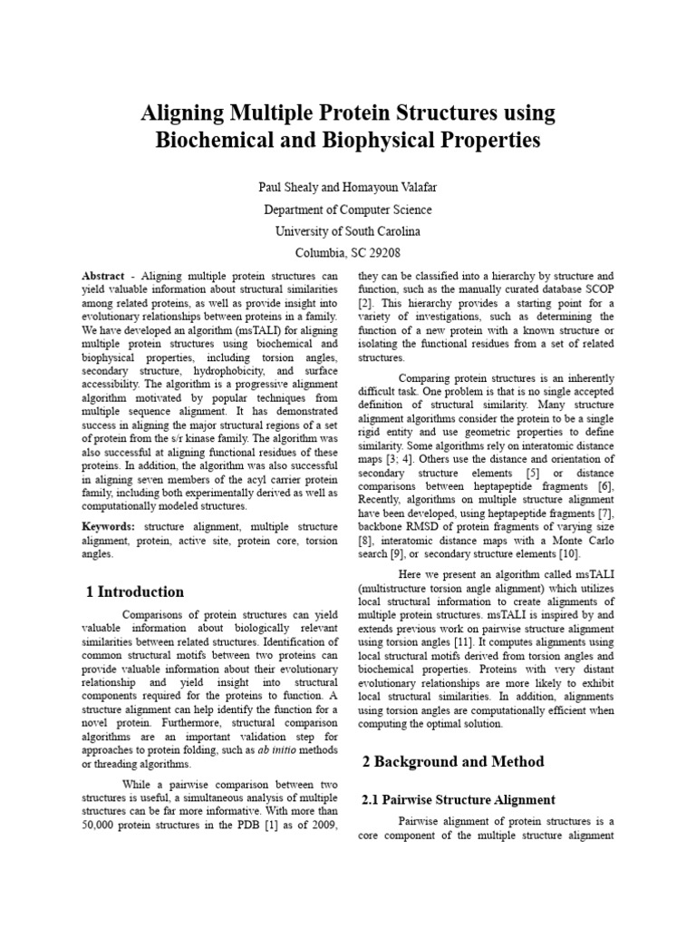 msTALI: Multi-Protein Structure Alignment | PDF | Sequence Alignment ...