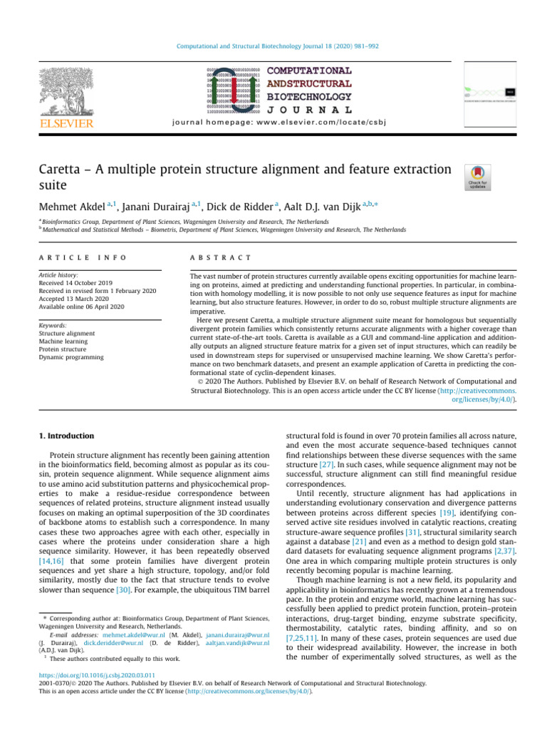 Caretta - A Multiple Protein Structure Alignment and Feature Extraction ...