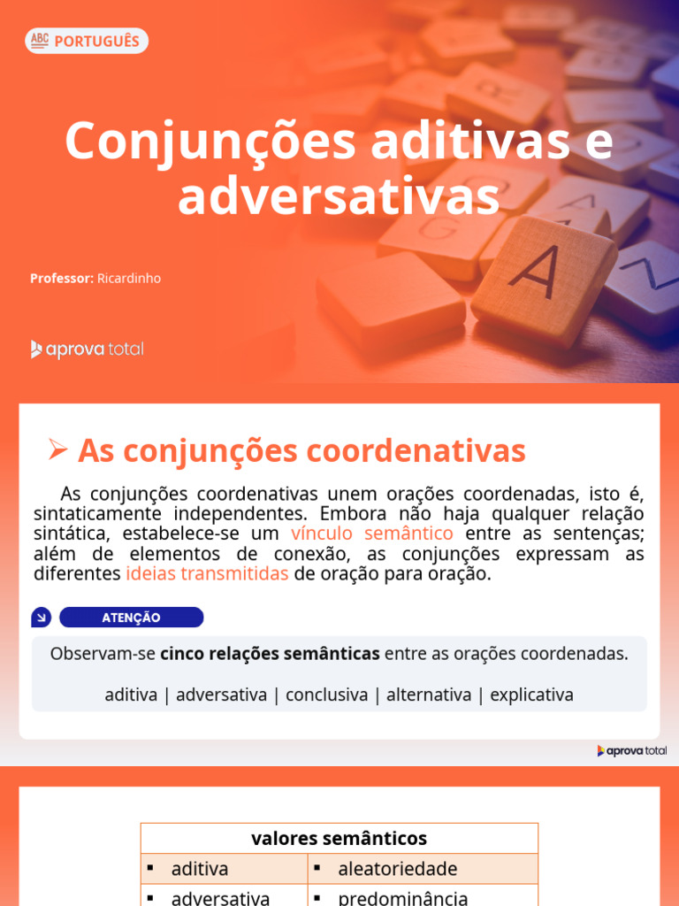 Conjunções Aditivas e Adversativas | PDF
