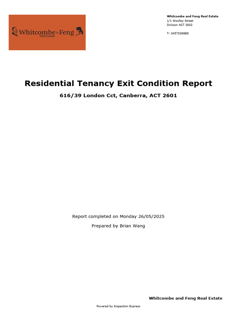 Canberra Exit Condition Report 2025 | PDF | Kitchen | Tile