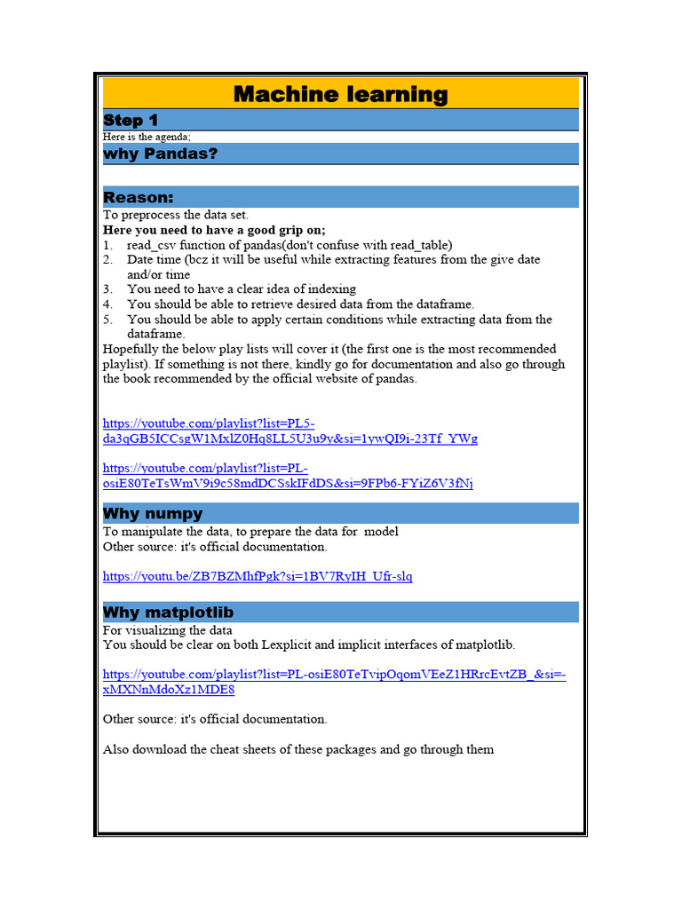 Machine Learning Step 1 | PDF
