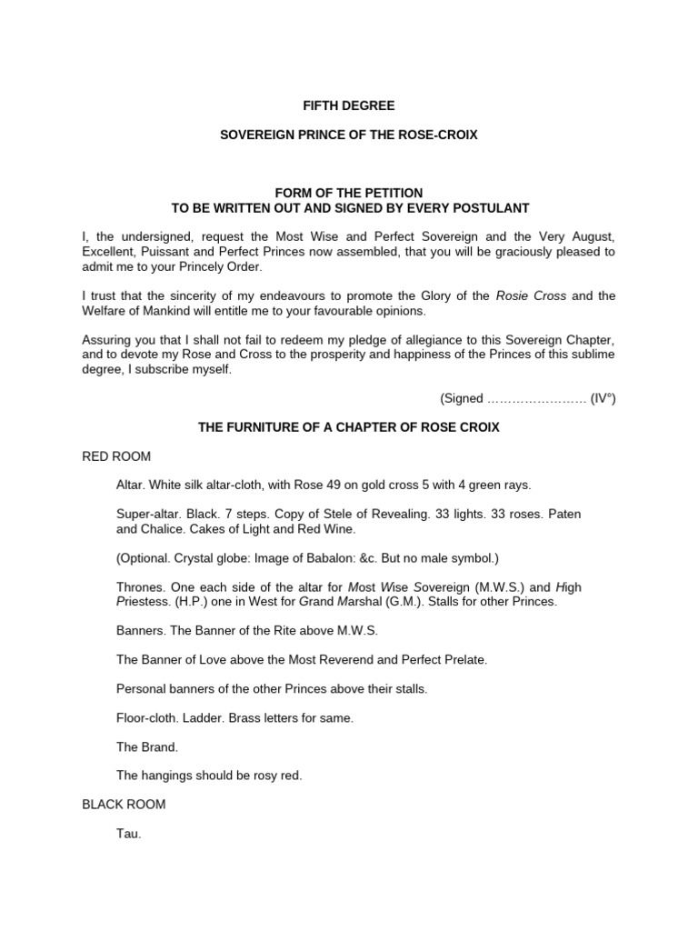 Rose-Croix Fifth Degree Ritual Guide | PDF