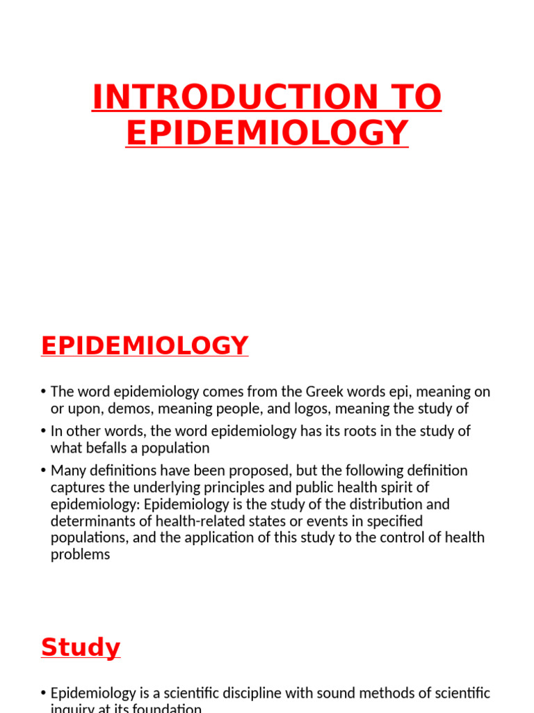 Introduction to Epidemiology Concepts | PDF | Epidemiology | Cohort Study