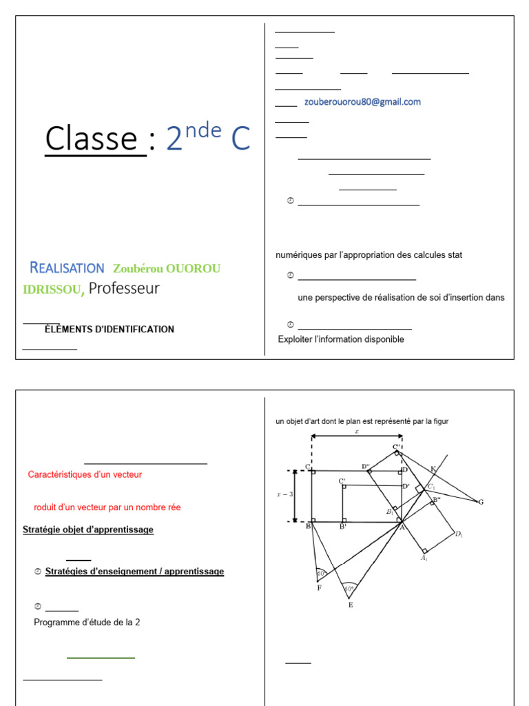 Fiche Pédagogique Mathématiques 2nde C | PDF | Droite (mathématiques ...
