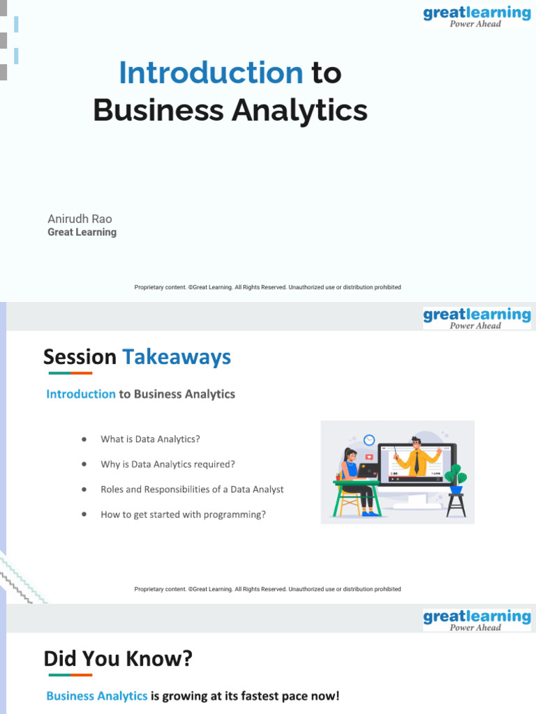 Introduction to Business Analytics Guide | PDF