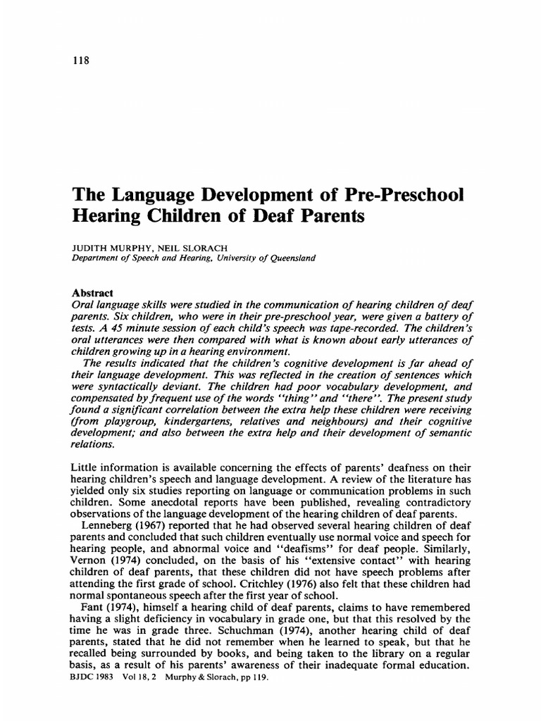 Language Development in Hearing Kids of Deaf Parents | PDF | Language ...