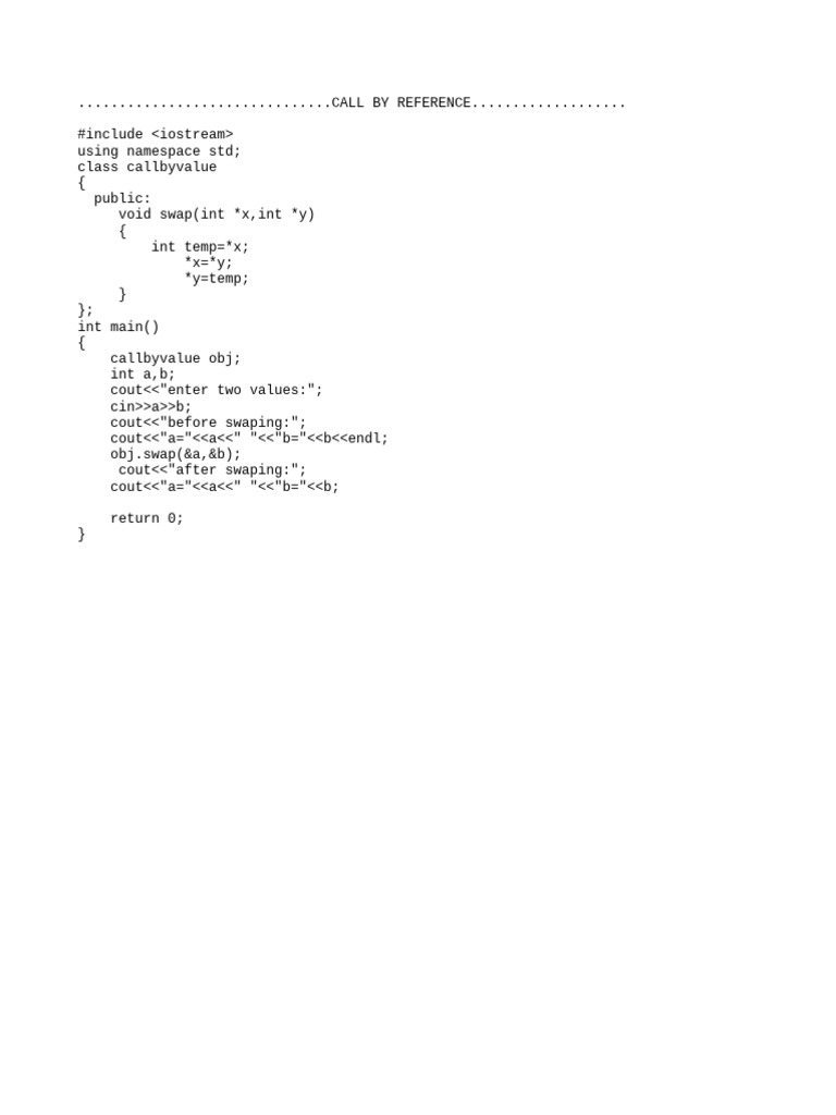 Call by Reference in C++ Example | PDF
