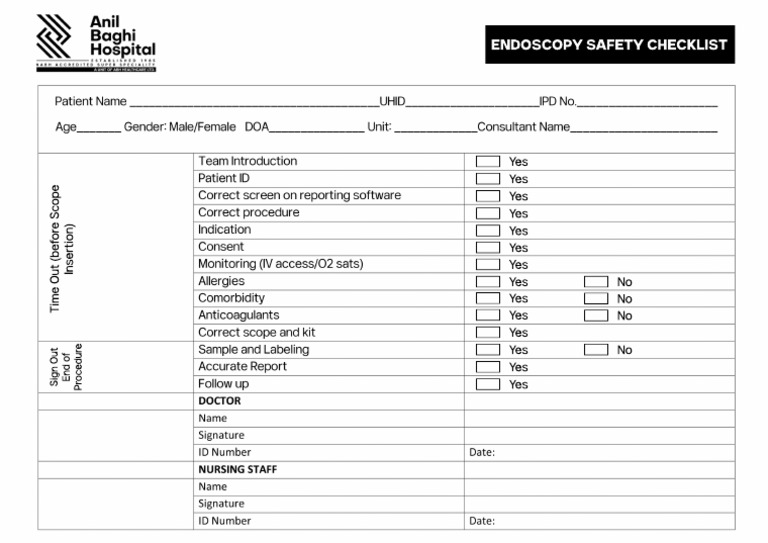 Checklist de Seguridad en Endoscopia | PDF
