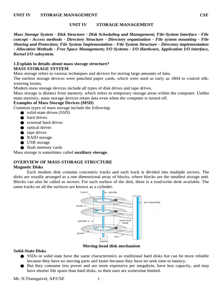Mass Storage Management Overview | PDF | Computer Data Storage ...
