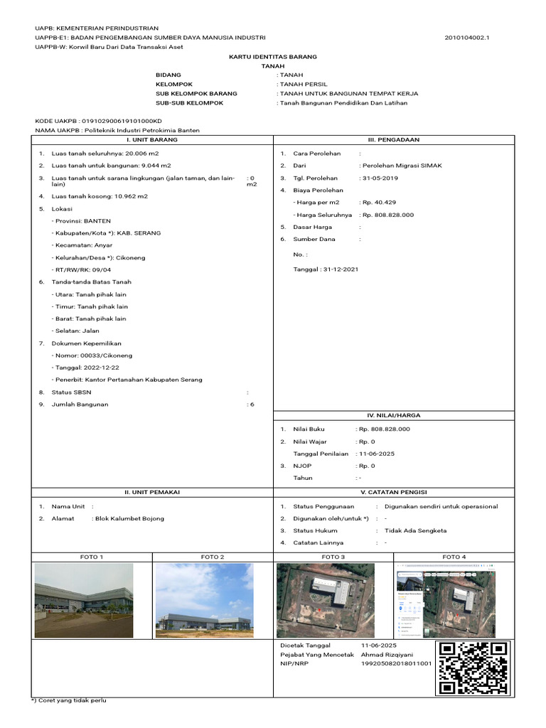 KIB Tanah 619101 | PDF