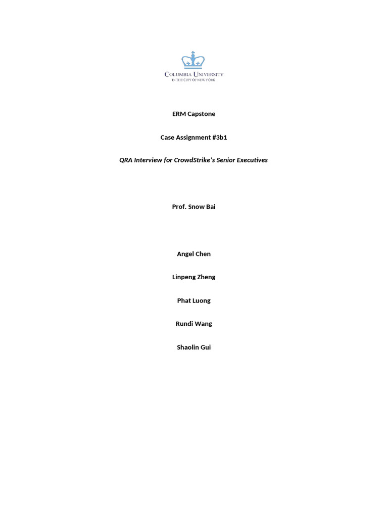 QRA Interview For CrowdStrike's Senior Executives | PDF | Risk ...