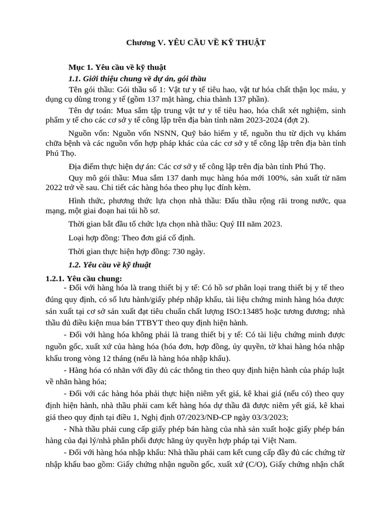 Chuong v. Yeu Cau Ve Ky Thuat G1 | PDF