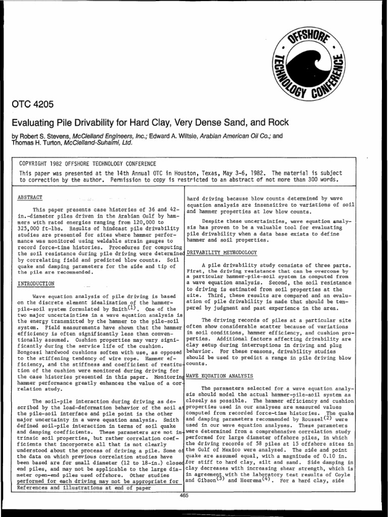 Pile Drivability Analysis for Offshore Soils | PDF | Deep Foundation ...
