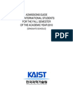Admissions Guide FOR International Students FOR THE Fall Semester OF THE Academic Year 2010