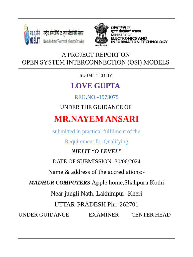 OSI Model Project Report Submission | PDF