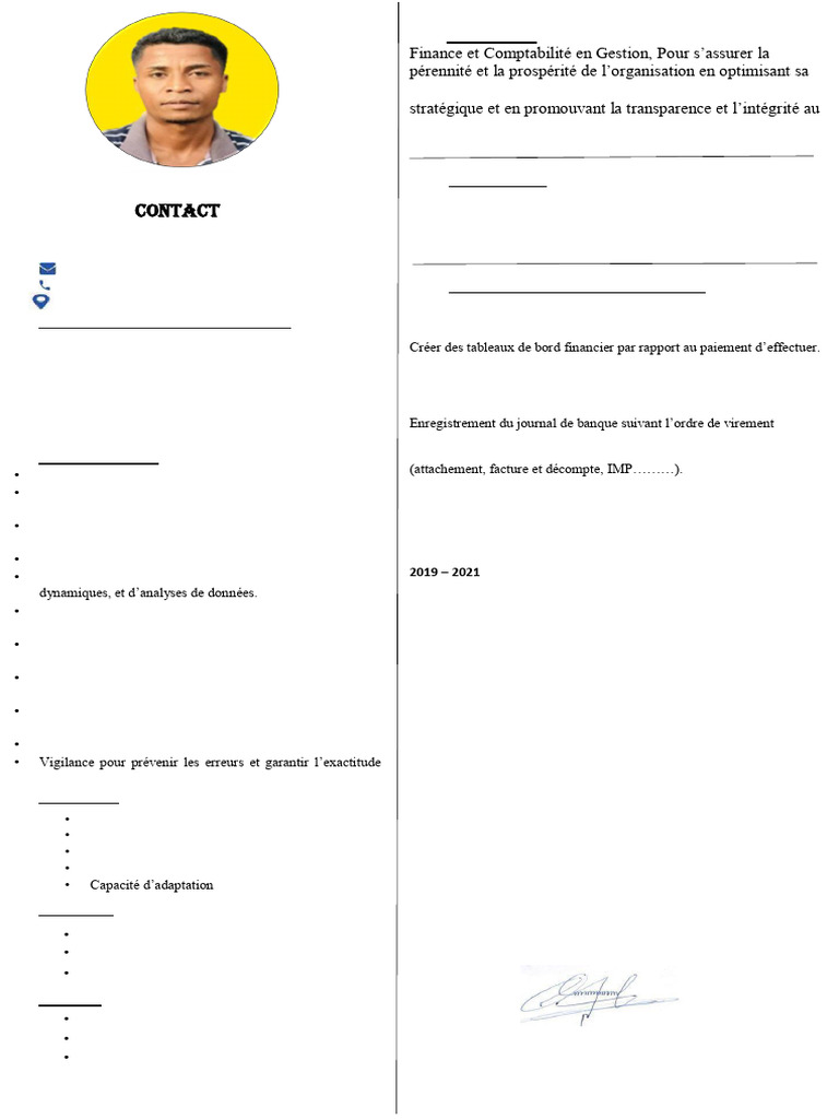 CV d'Alain Edmond Tsiresilahatra | PDF | Budget | Comptabilité